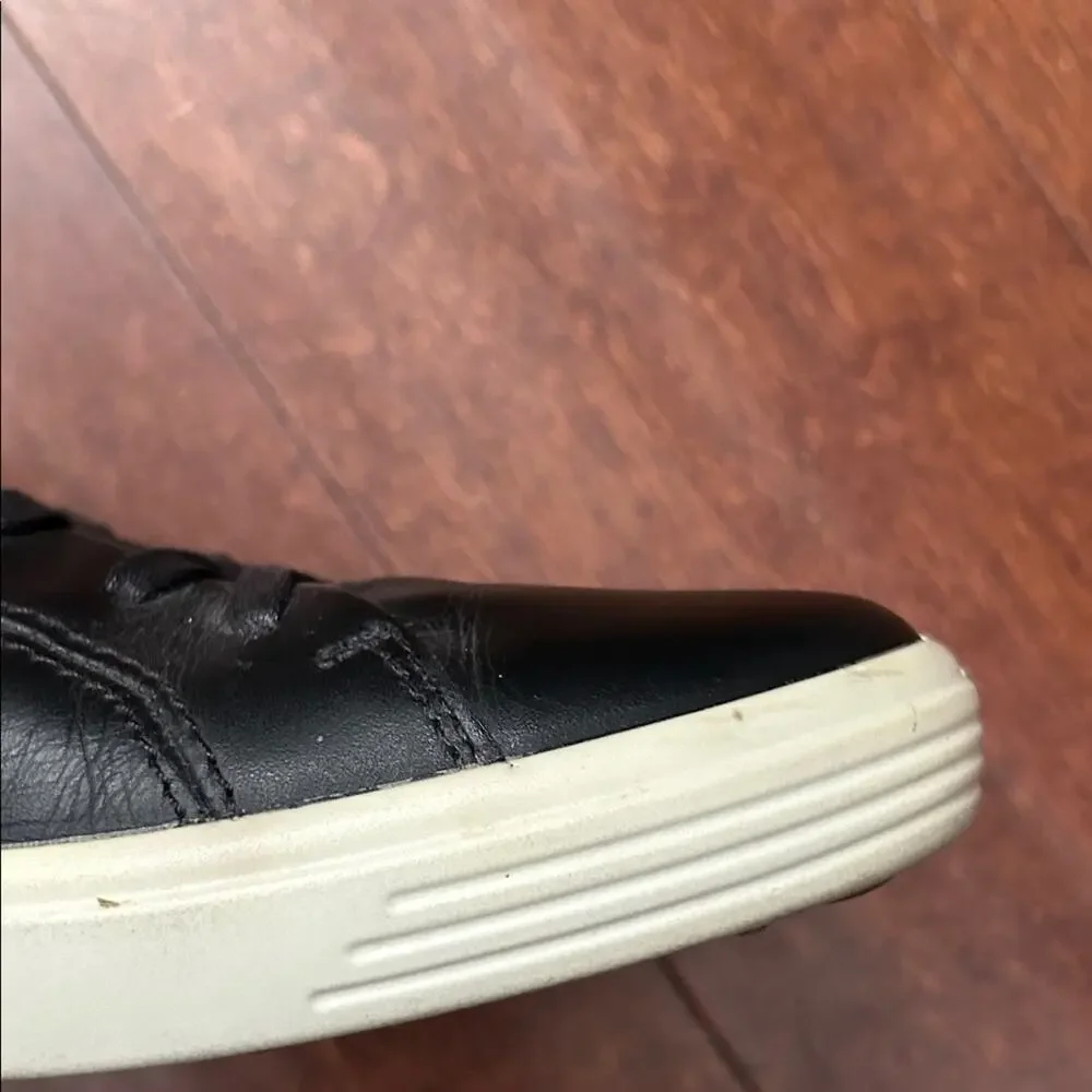 Ecco Women’s Soft 7 Sneaker in Butter Soft Black and Pink Leather, Size 10